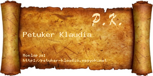 Petuker Klaudia névjegykártya